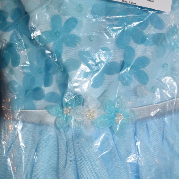NWT ~ So Sweet! Kids Dream Baby Blue Floral Chiffon Dress L 18 mo - Picture 4 of 6